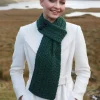 Aran Button Looped Scarf , Connemara Green