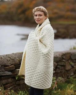 Aran Honeycomb Blanket , Natural