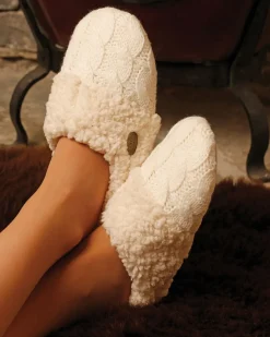 Aran Knit Slippers , Natural