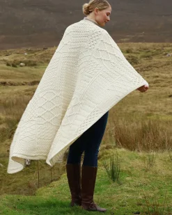Aran Patchwork Blanket  , Natural