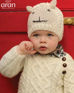 Baby Handknit Sheep Hat , Natural/Oat