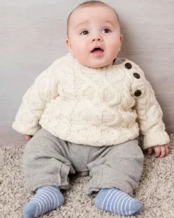 Baby Handknit Side Fastening Sweater , Natural