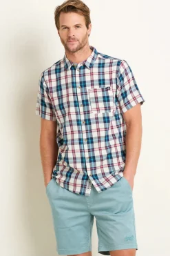 Brakeburn Check Short Sleeve Shirt , Cream