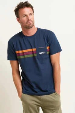 Brakeburn Chest Stripe T-Shirt , Navy