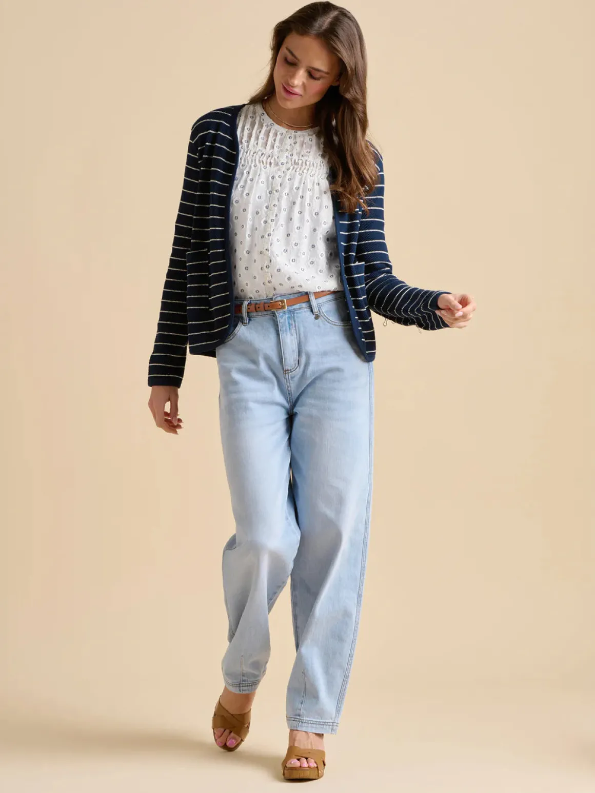 Brakeburn Navy Stripe Sweat Jacket