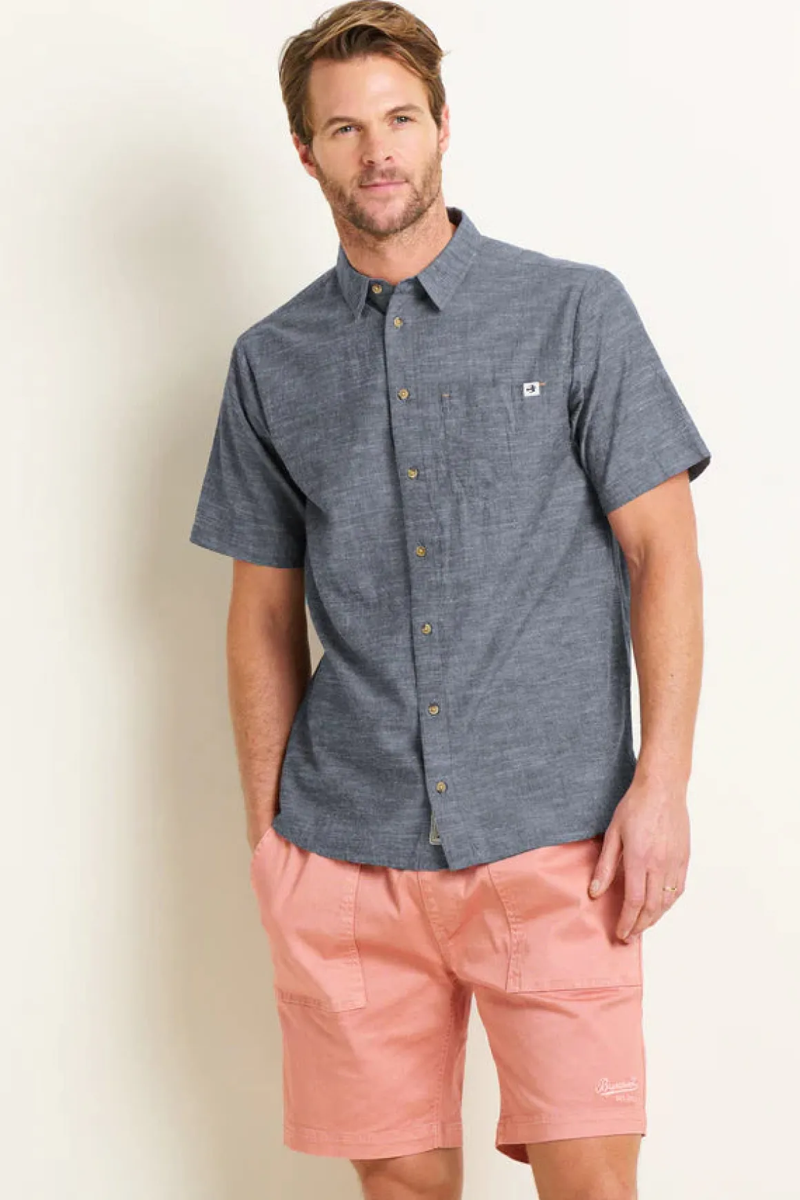 Brakeburn Slub Short Sleeve Shirt , Blue