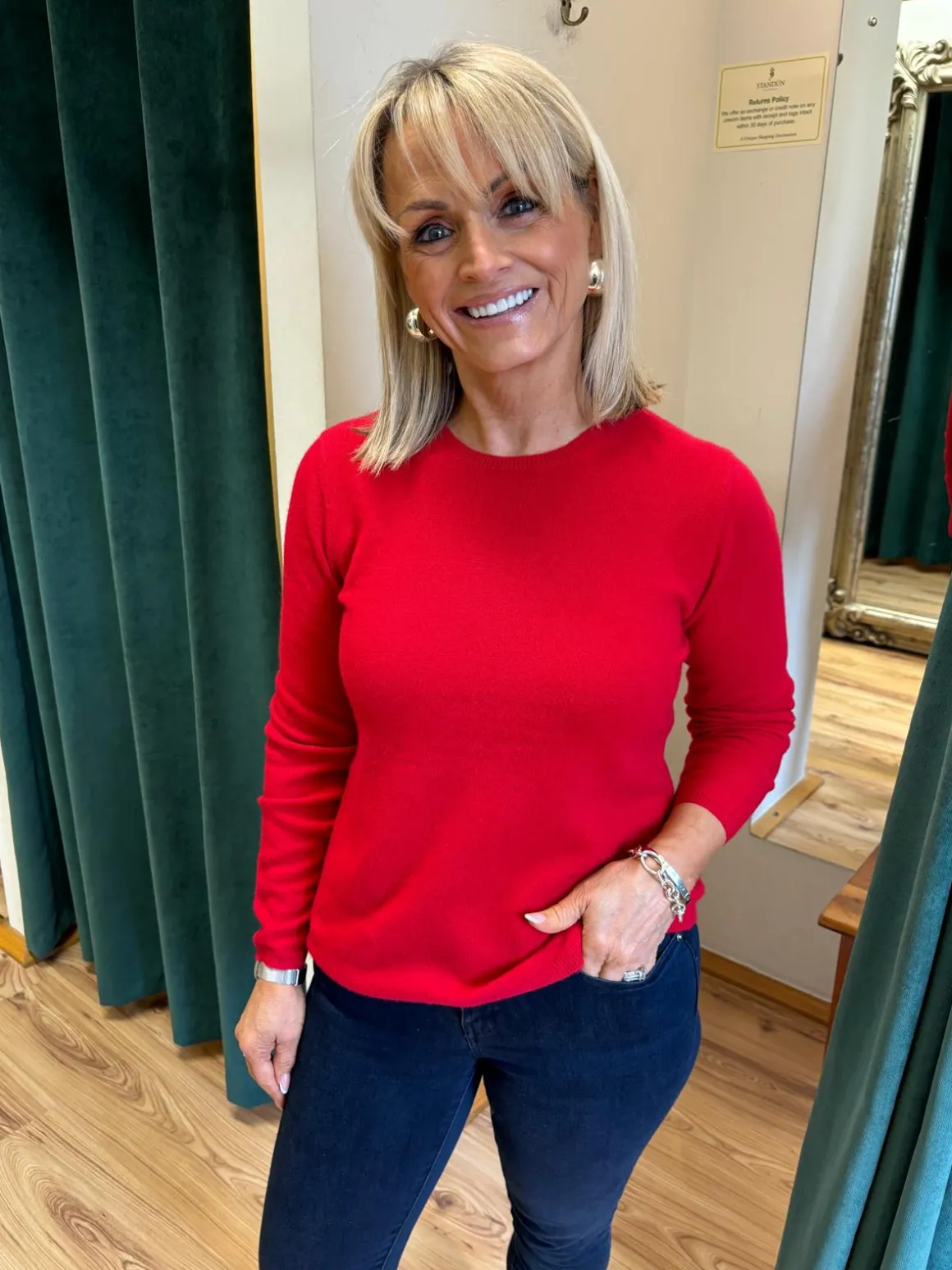 Cashmere Crew Sweater , Red