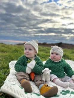 Childrens Aran Sweater - Green