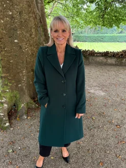 Christina Felix Wool & Cashmere Coat - Bottle Green & Black