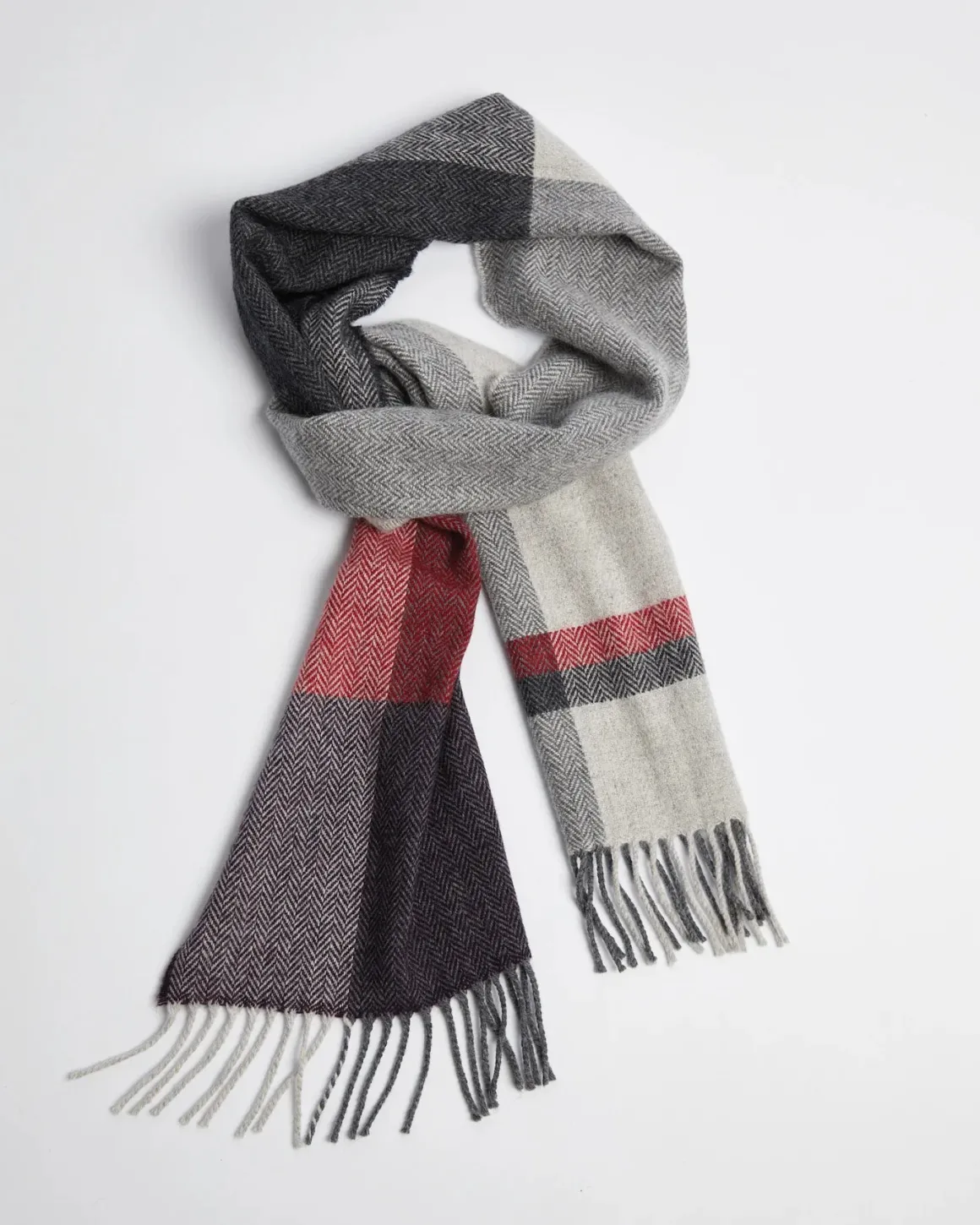 Foxford Aubergine Block Stripe Lambswool Scarf