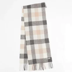 Foxford Neutral Block Check Lambswool Scarf