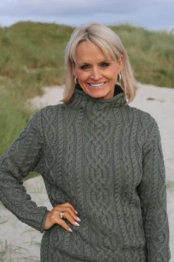 Funnel Neck Aran Sweater , Thundra
