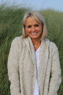 Herringbone Shawl Cardigan With Hood , Oatmeal