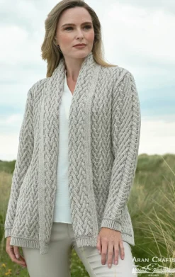 Herringbone Shawl Cardigan , Stone
