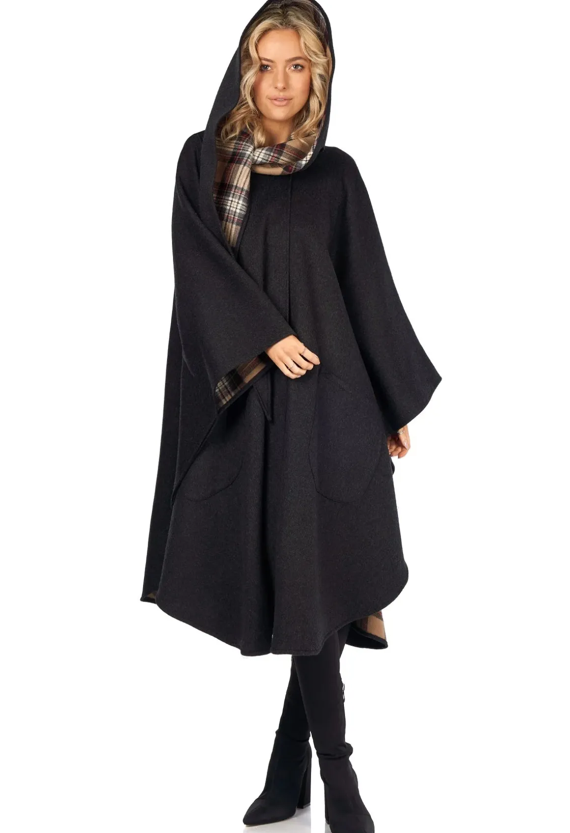 Jimmy Hourihan Cape in Double-Face Cloth with Convertible Hood
