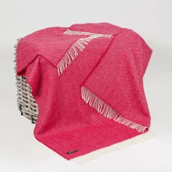 John Hanly Cashmere Blend Throw , Raspberry Pink