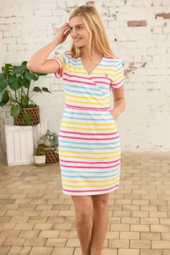 Lighthouse Lena Cotton Dress , Pink and Blue Stripe