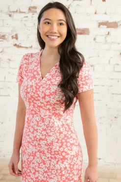 Lighthouse Lena Dress , Coral Daisy