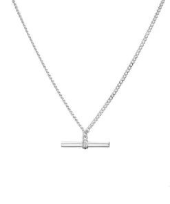 Mary-K Silver T-Bar Curb Chain Necklace