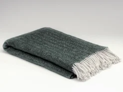 McNutt of Donegal Herringbone Throw , Spruce Green
