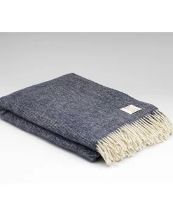 McNutt of Donegal Midnight Herringbone Throw , Navy