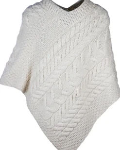 Merino Wool Triangular Poncho , Natural