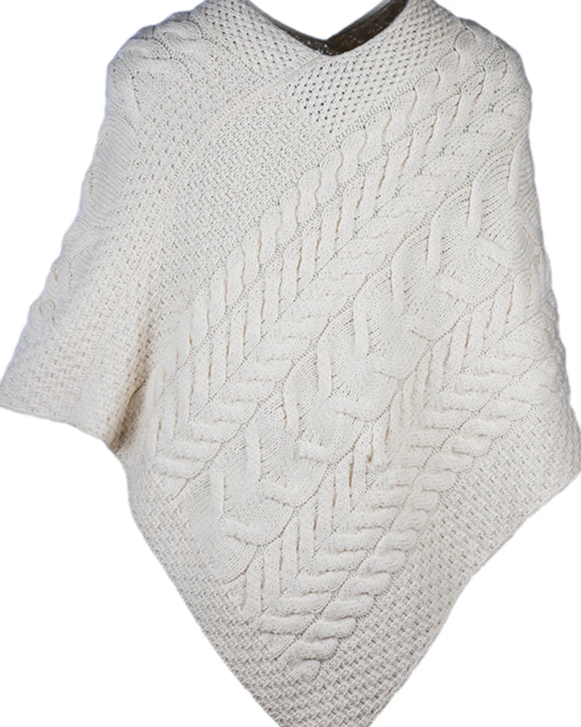 Merino Wool Triangular Poncho , Natural