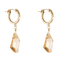 MoMuse Golden Crystal Clip Hoops