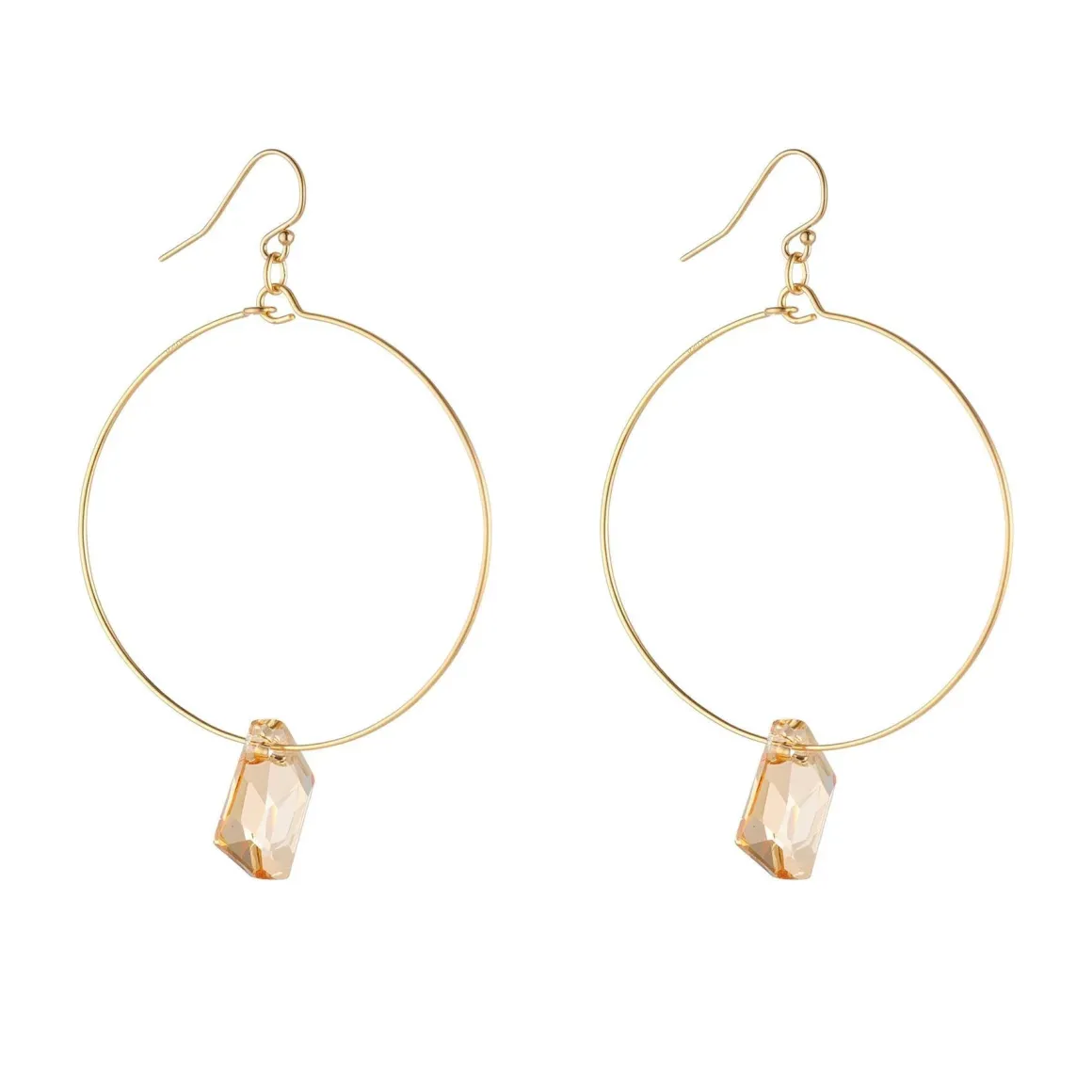 MoMuse Golden Crystal Hoops