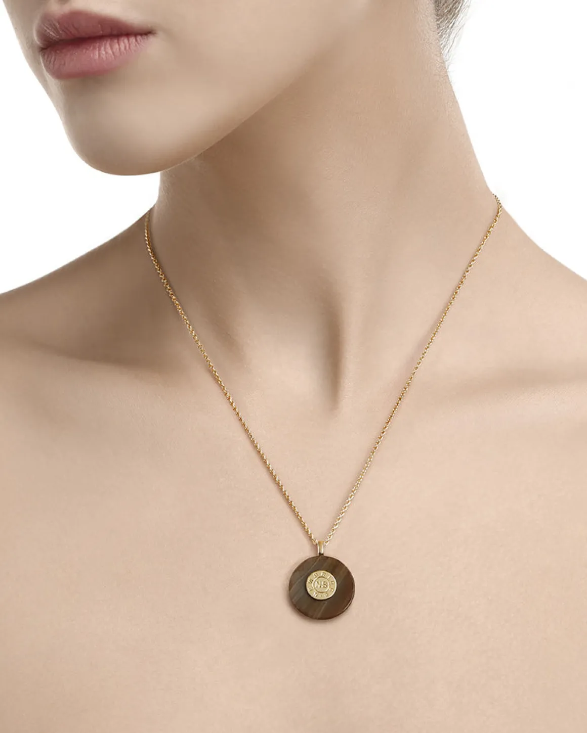 Newbridge Silverware | Circular Brown Stone Pendant