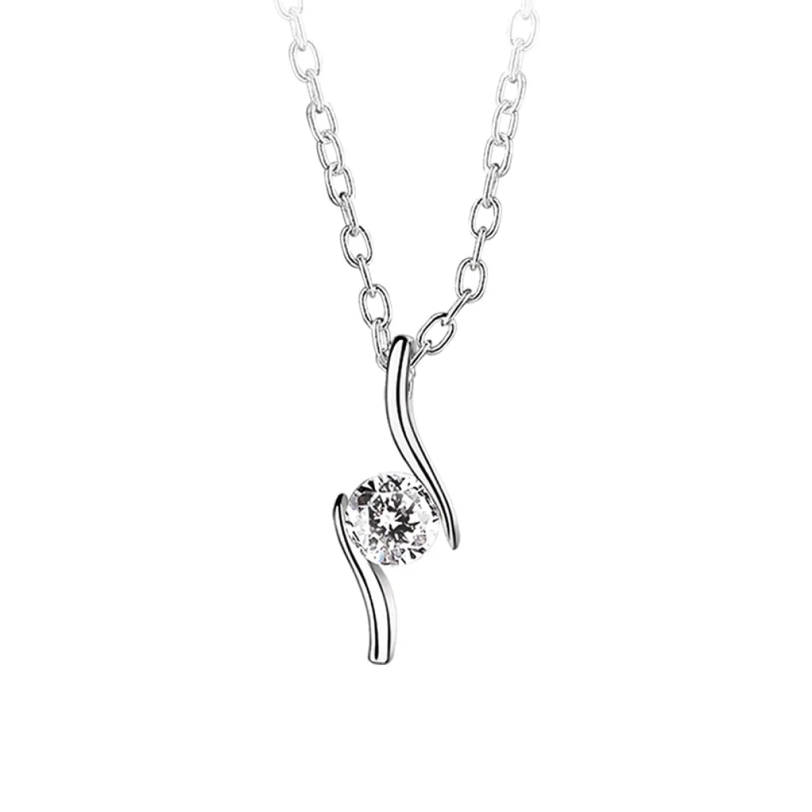 Newbridge Silverware Drop Pendant with Clear Stone