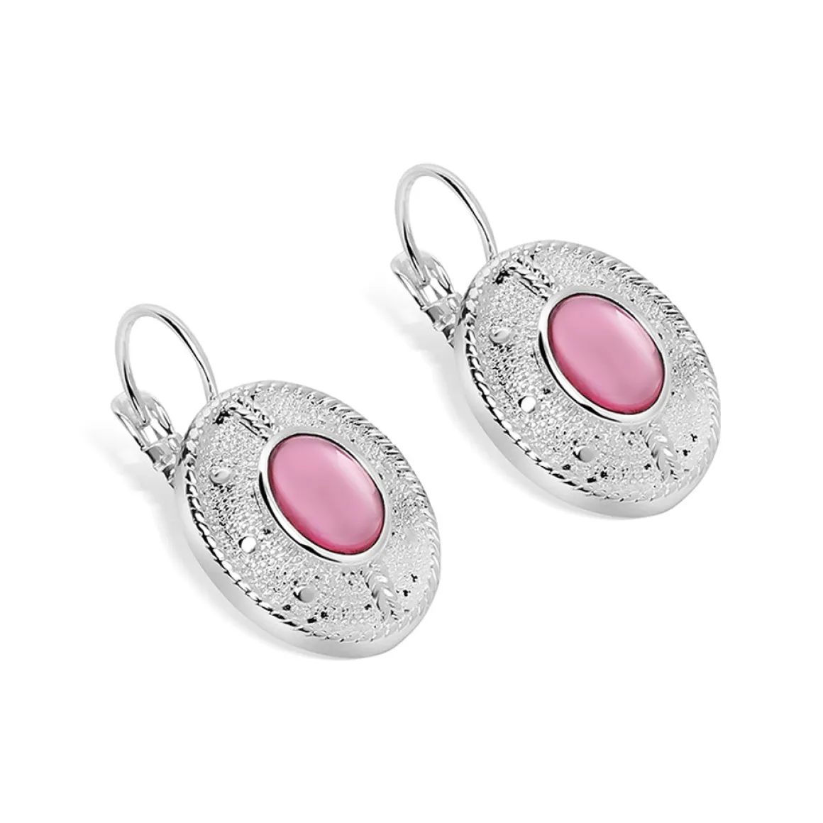 Newbridge Silverware Earrings with Pink Stone