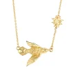 Newbridge Silverware Gold Plated Necklace with Bird and Sun Charm
