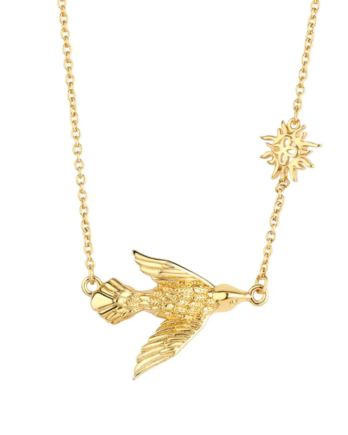 Newbridge Silverware Gold Plated Necklace with Bird and Sun Charm