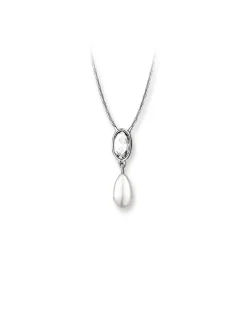 Newbridge Silverware Grace Kelly Pearl Drop Pendant with Clear Stone