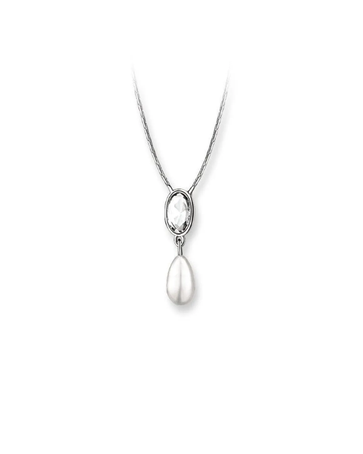 Newbridge Silverware Grace Kelly Pearl Drop Pendant with Clear Stone