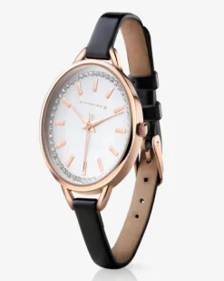 Newbridge Silverware Ladies Watch Round Face Black