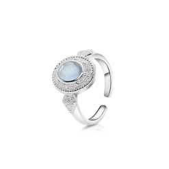 Newbridge Silverware Ornate Ring with Light Blue Stone