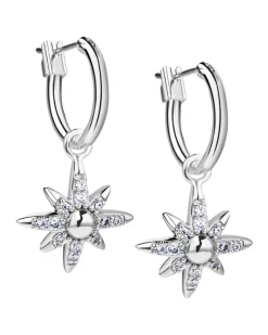 Newbridge Silverware Silver Star Earrings with Clear Stones