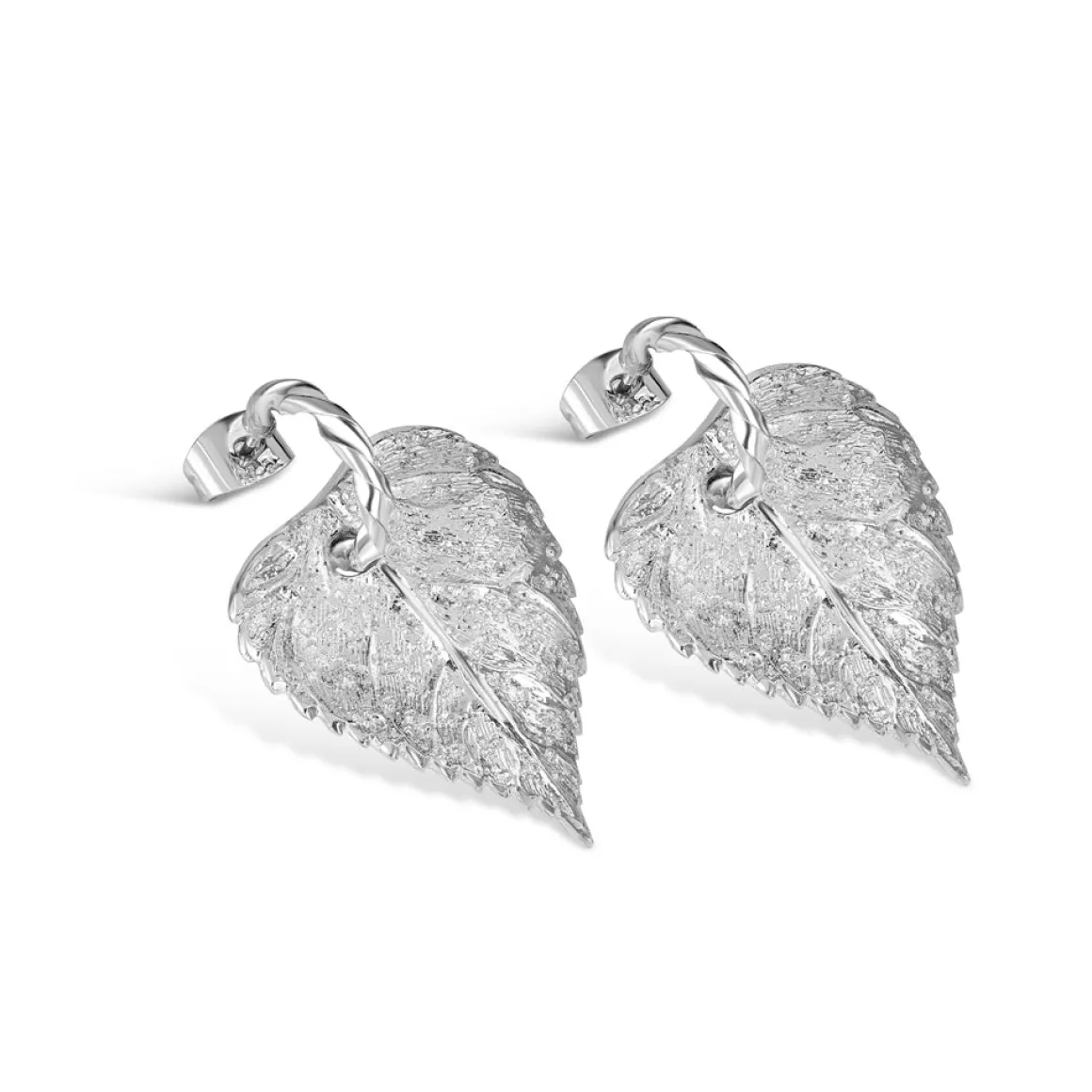 Newbridge Silverware Textured Leaf Earrings