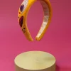 Powder | Padded Velvet Floral Headband in Mustard