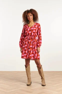 Smashed Lemon Print Dress , Pink / Orange