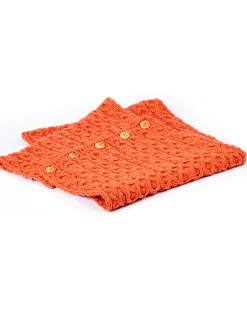 Snood Scarf with Buttons , Autumn Leaves Orange